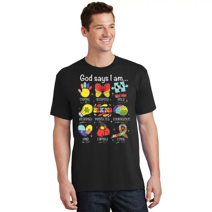 God Says I Am Autism Awareness Be Kind Christian Jesus T-Shirt