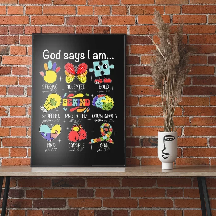 God Says I Am Autism Awareness Be Kind Christian Jesus Poster