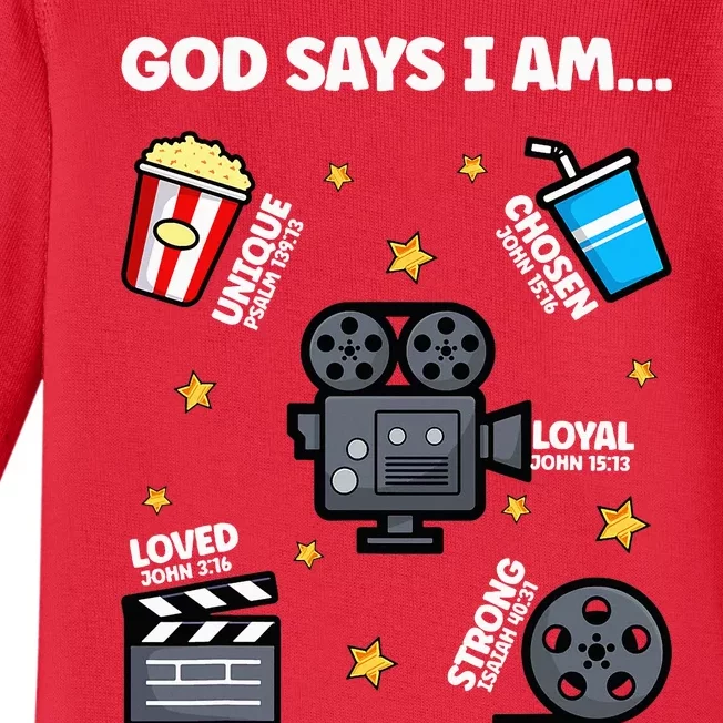 God Says I Am Watching Movie Lover Boy Girl Christian Baby Long Sleeve Bodysuit