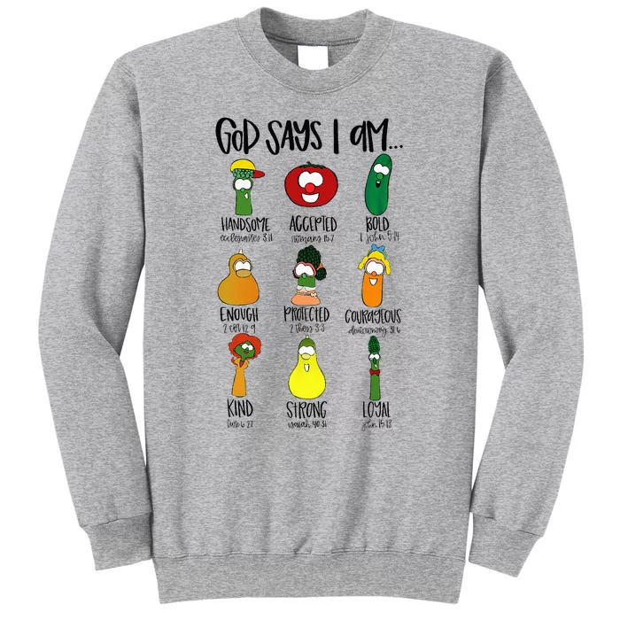 God Says Im Enough Vegetables Doodle Foodie Preppy Aesthetic Tall Sweatshirt