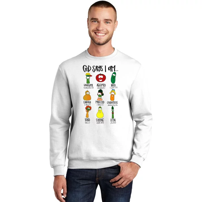 God Says Im Enough Vegetables Doodle Foodie Preppy Aesthetic Sweatshirt