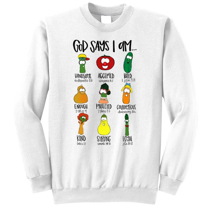 God Says Im Enough Vegetables Doodle Foodie Preppy Aesthetic Sweatshirt