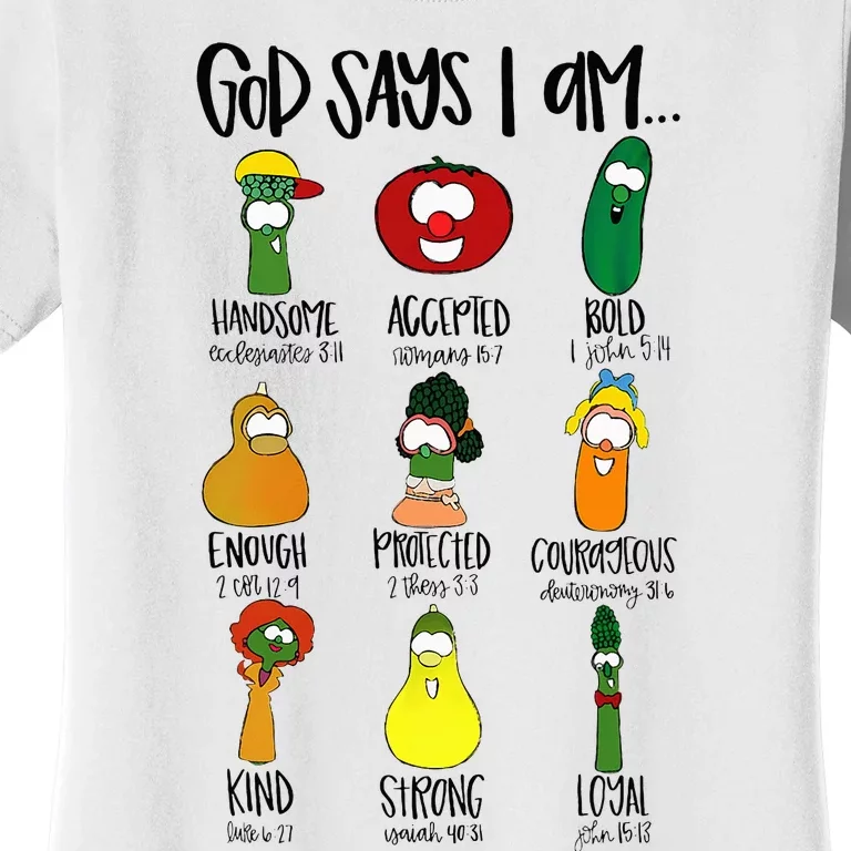 God Says Im Enough Vegetables Doodle Foodie Preppy Aesthetic Women's T-Shirt