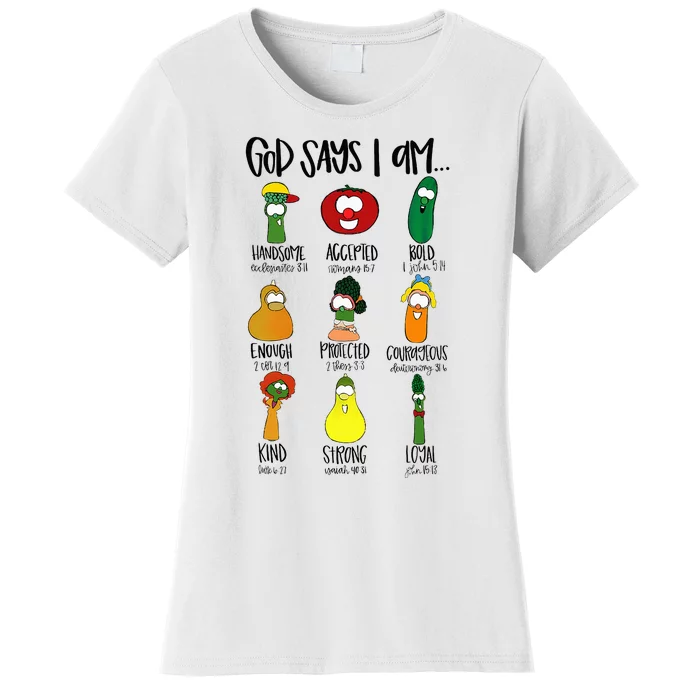 God Says Im Enough Vegetables Doodle Foodie Preppy Aesthetic Women's T-Shirt