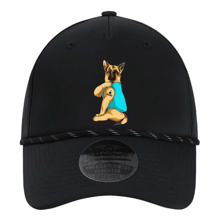 German Shepherd I Love Mom Tattoo Apparel Dog Mom Gift Women Performance The Dyno Cap