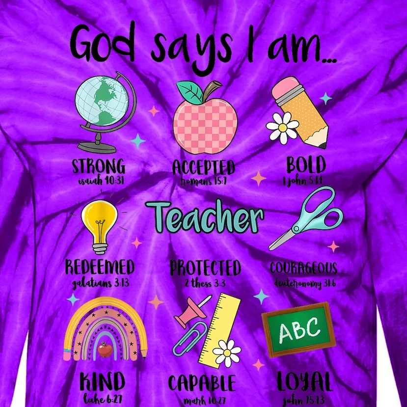 God Says I Am Teacher Life Tie-Dye Long Sleeve Shirt