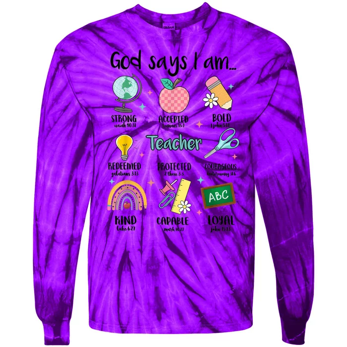 God Says I Am Teacher Life Tie-Dye Long Sleeve Shirt