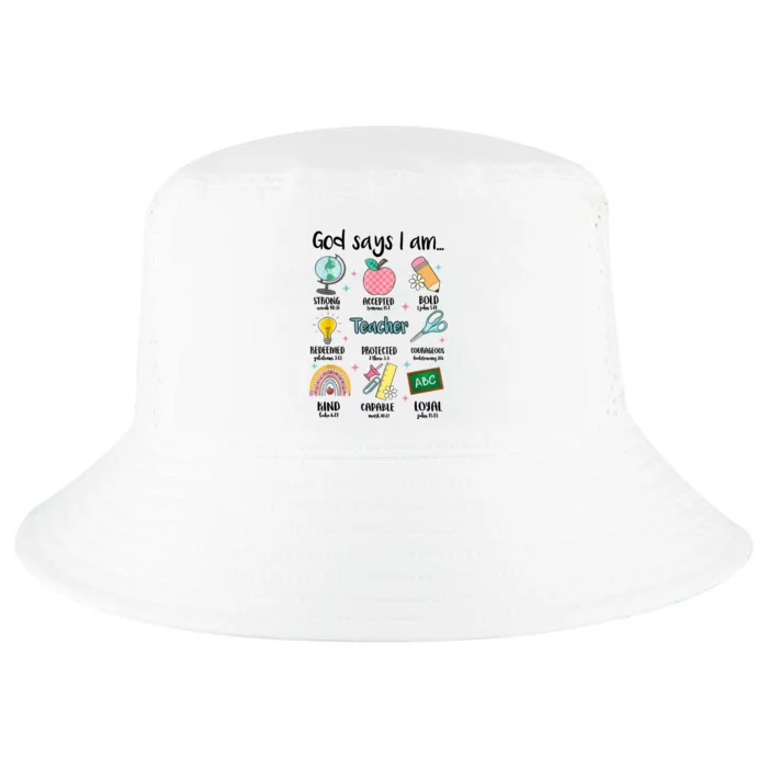 God Says I Am Teacher Life Cool Comfort Performance Bucket Hat