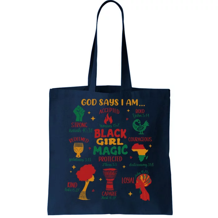 God Says I Am Black Christian Woman Tote Bag