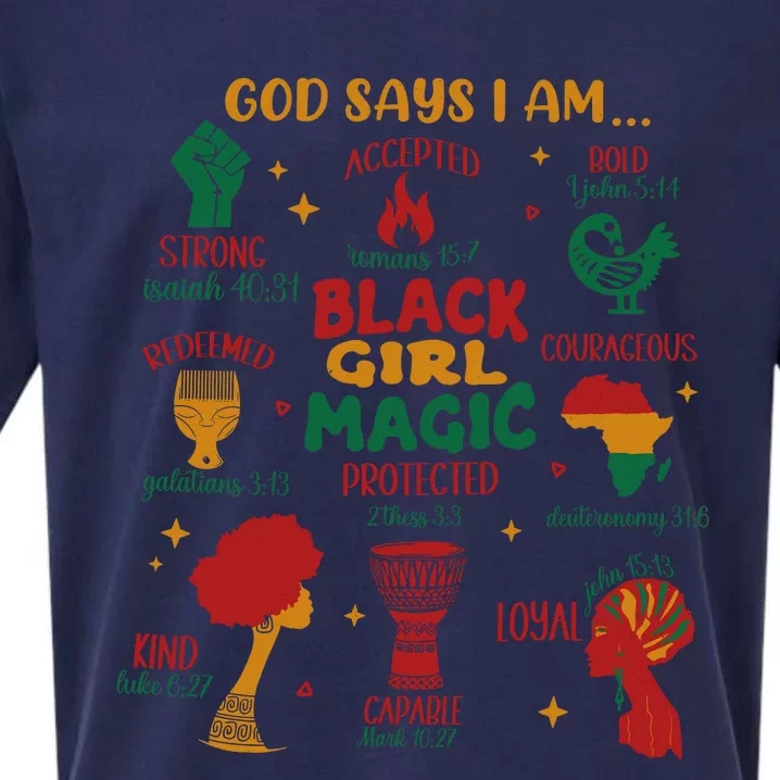 God Says I Am Black Christian Woman Sueded Cloud Jersey T-Shirt