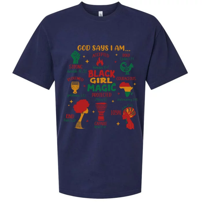 God Says I Am Black Christian Woman Sueded Cloud Jersey T-Shirt