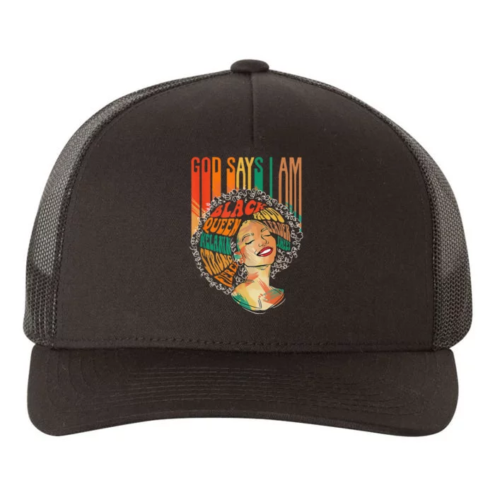 God Says I Am Afro African American Black  History Yupoong Adult 5-Panel Trucker Hat