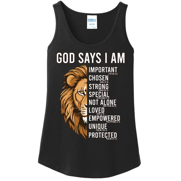 God Say I Am Christian Bible Verse Jesus Religious Faith Ladies Essential Tank