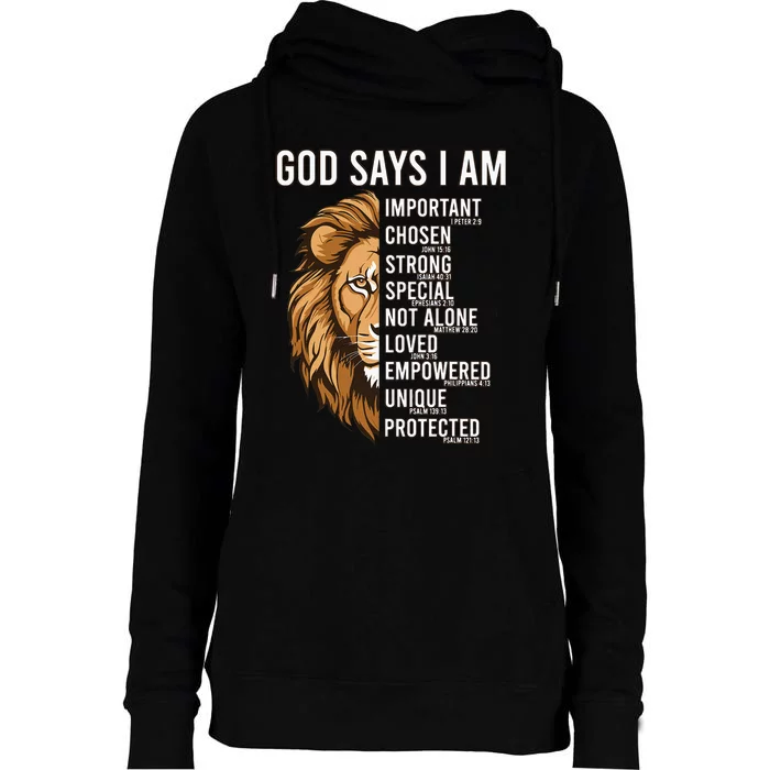 God Say I Am Christian Bible Verse Jesus Religious Faith Womens Funnel Neck Pullover Hood