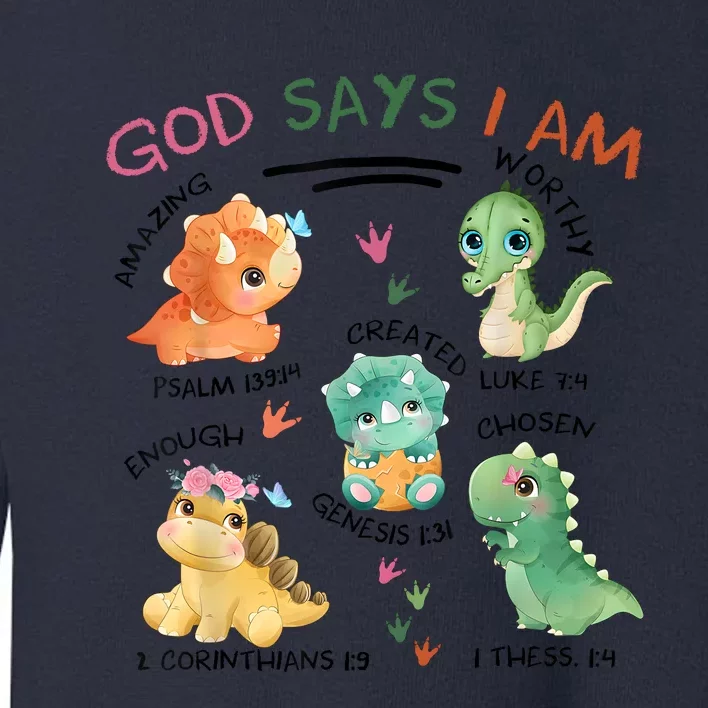 God Says I Am Cute Dinosaur Lovers Bible Christian Kids Boy Toddler Sweatshirt