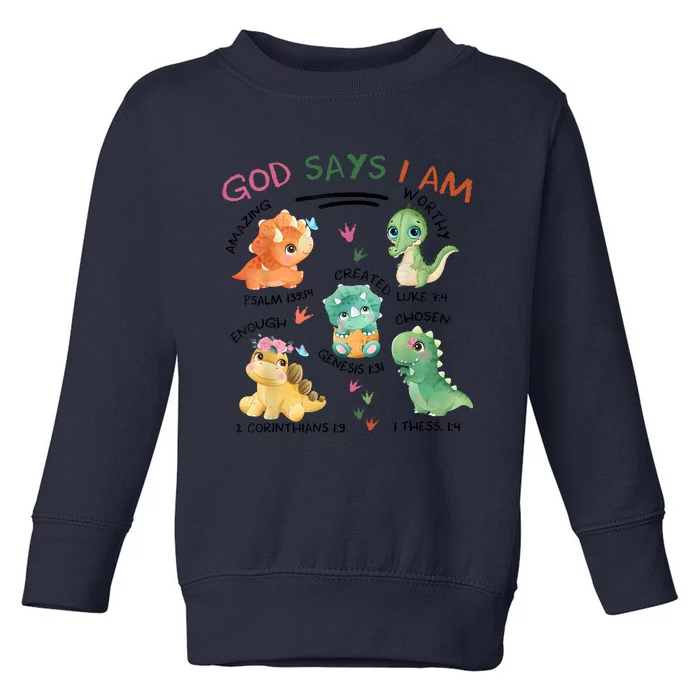 God Says I Am Cute Dinosaur Lovers Bible Christian Kids Boy Toddler Sweatshirt