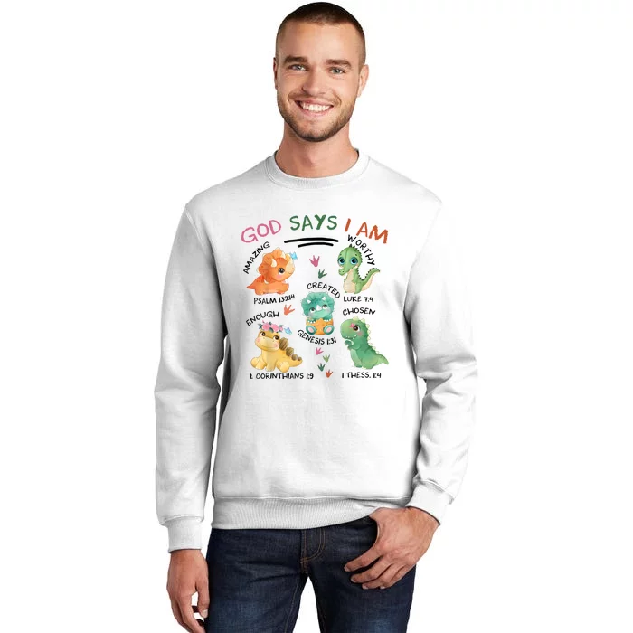 God Says I Am Cute Dinosaur Lovers Bible Christian Kids Boy Sweatshirt