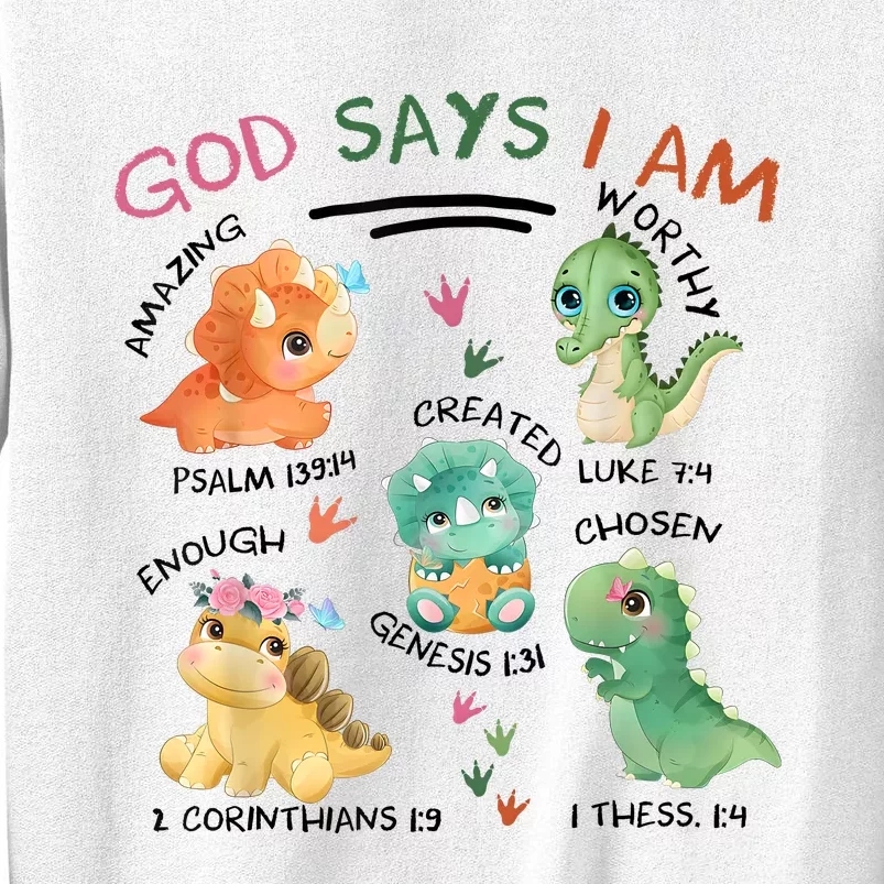 God Says I Am Cute Dinosaur Lovers Bible Christian Kids Boy Sweatshirt