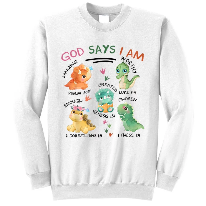 God Says I Am Cute Dinosaur Lovers Bible Christian Kids Boy Sweatshirt