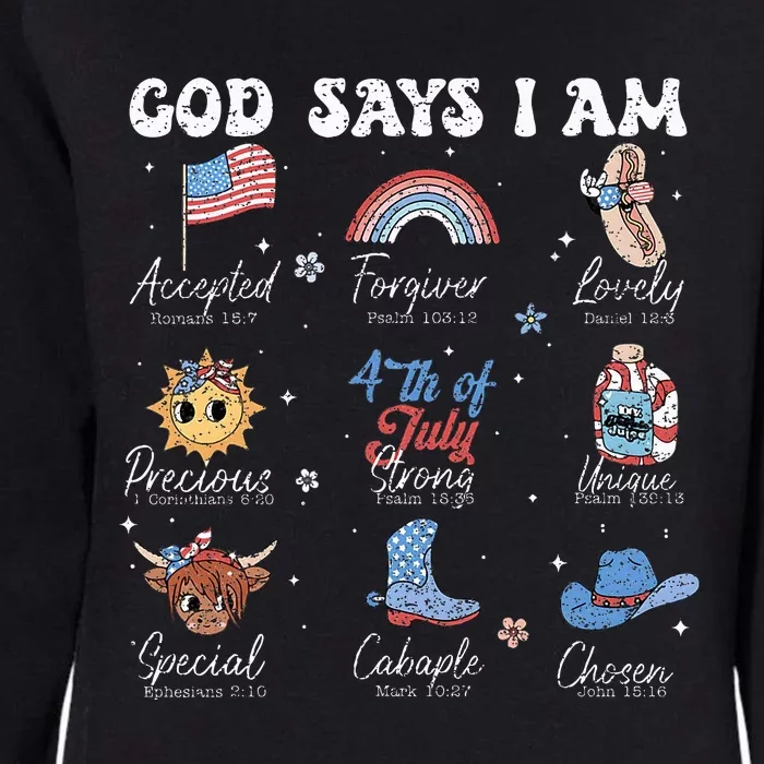 God Says I Am Funny July 4th Bible Verse Christian Womens California Wash Sweatshirt