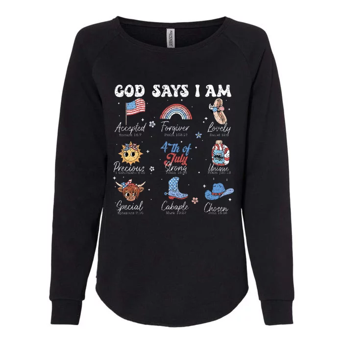 God Says I Am Funny July 4th Bible Verse Christian Womens California Wash Sweatshirt