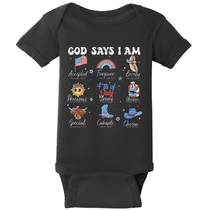 God Says I Am Funny July 4th Bible Verse Christian Baby Bodysuit