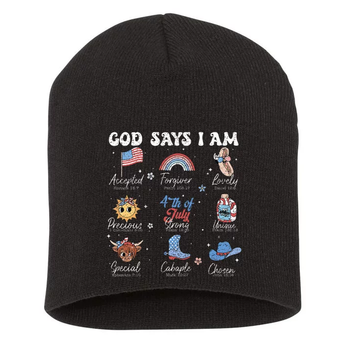 God Says I Am Funny July 4th Bible Verse Christian Short Acrylic Beanie