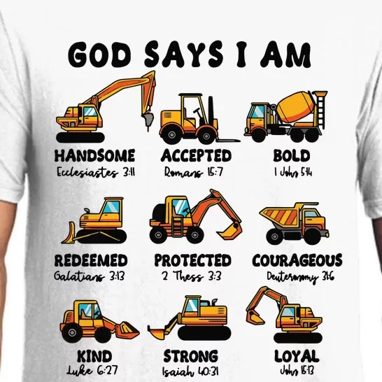 God Says I Am... Construction Trucks Bible Verses Pajama Set