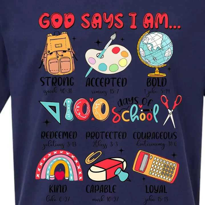 God Says I Am 100 Days Of School Sueded Cloud Jersey T-Shirt