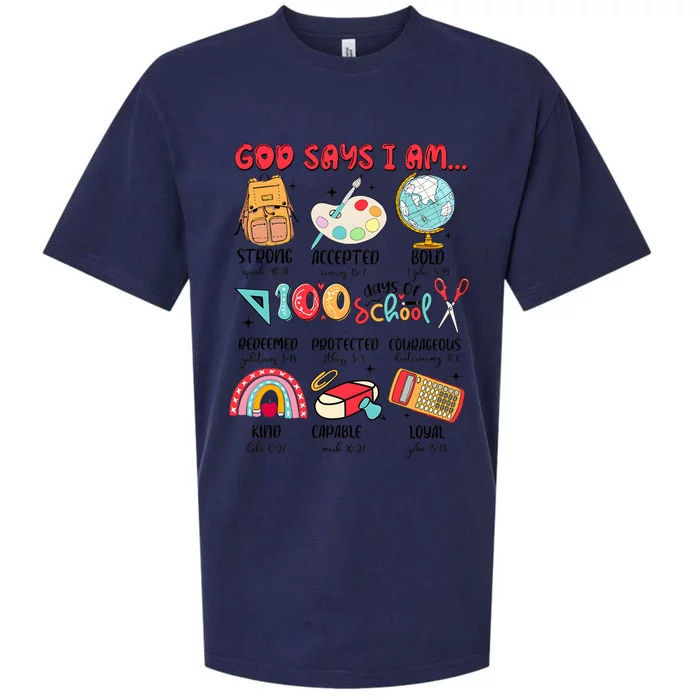 God Says I Am 100 Days Of School Sueded Cloud Jersey T-Shirt