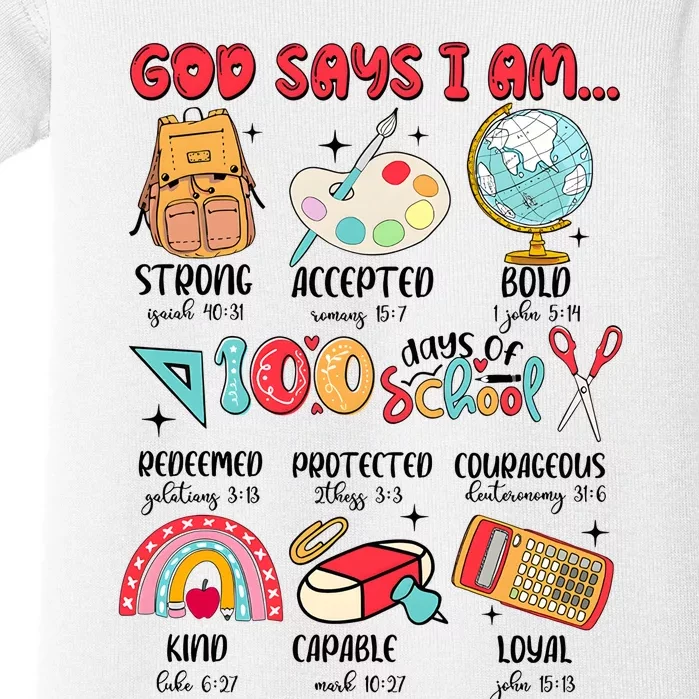 God Says I Am 100 Days Of School Baby Bodysuit