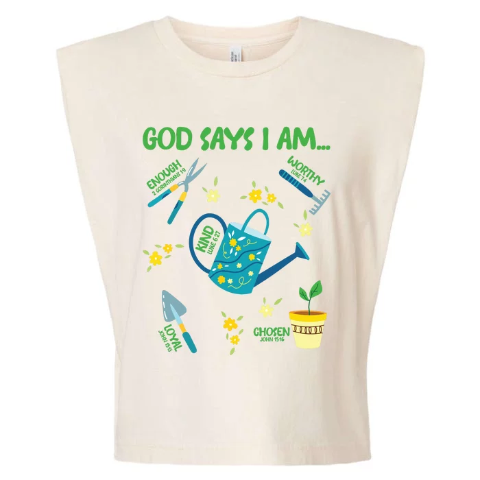 God Says I Am Gardening Lover Women Christian Garment-Dyed Women's Muscle Tee