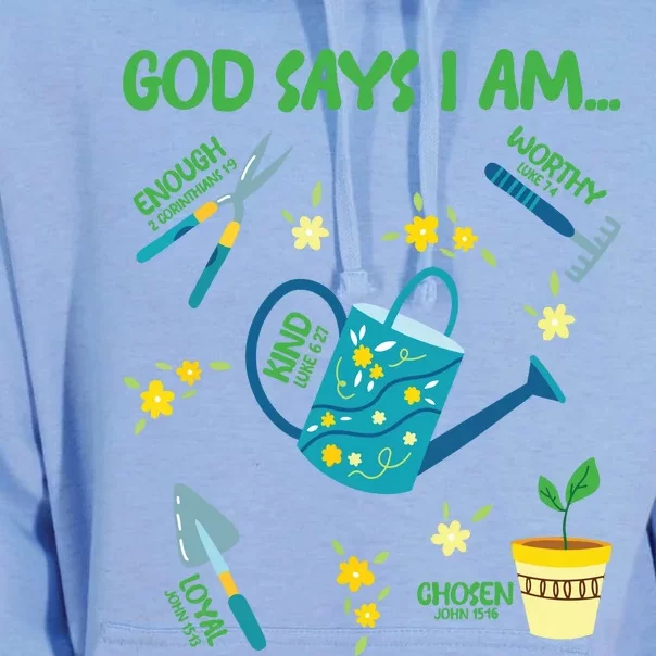 God Says I Am Gardening Lover Women Christian Unisex Surf Hoodie