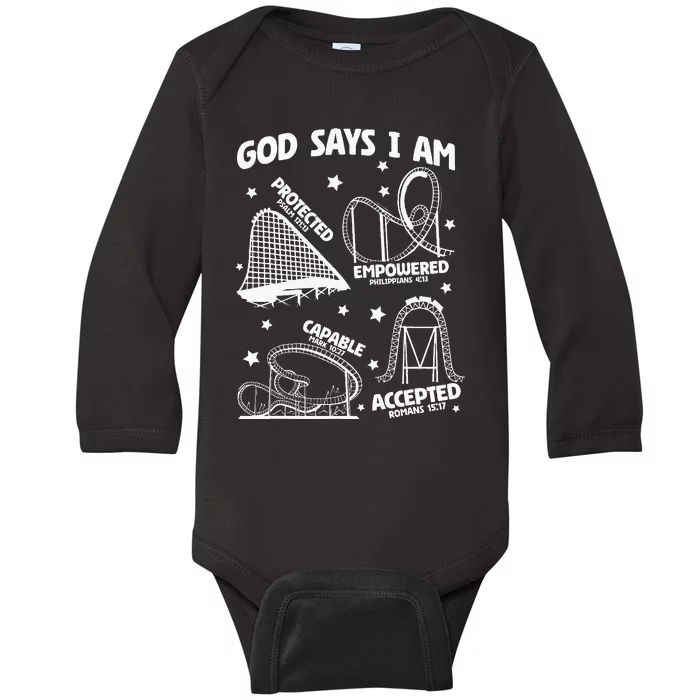 God Says I Am Roller Coaster Lover Christian Baby Long Sleeve Bodysuit