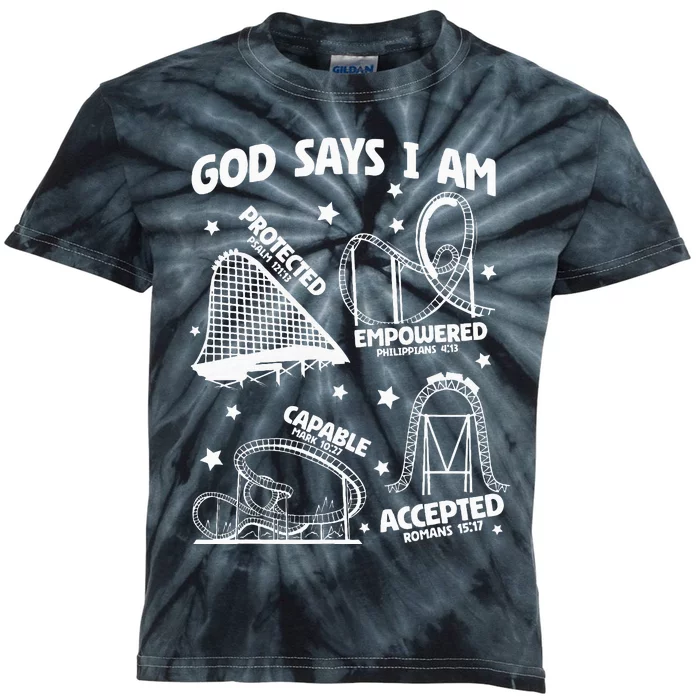 God Says I Am Roller Coaster Lover Christian Kids Tie-Dye T-Shirt