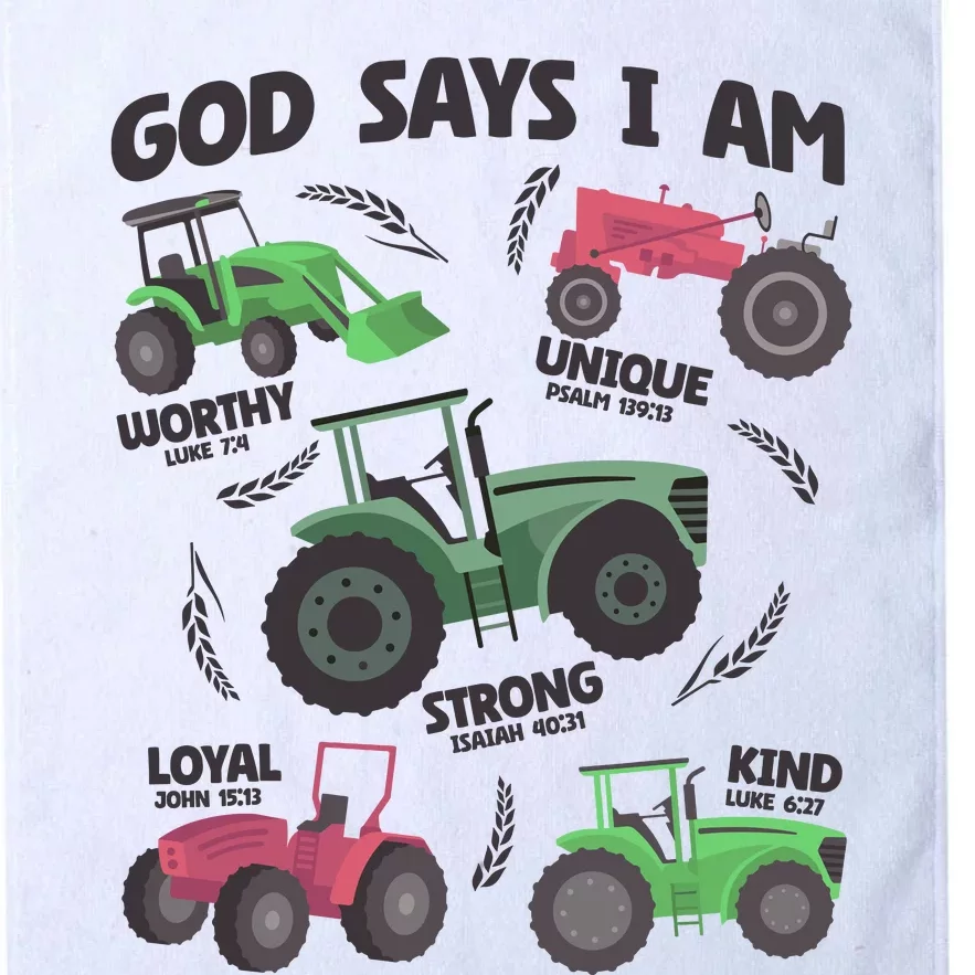 God Says I Am Tractor Lover Christian Platinum Collection Golf Towel