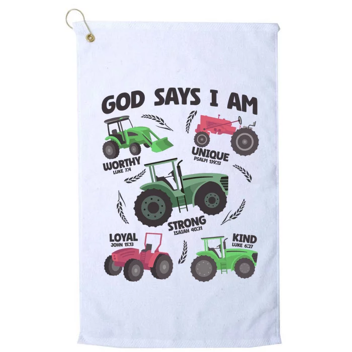 God Says I Am Tractor Lover Christian Platinum Collection Golf Towel