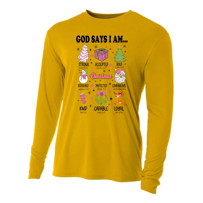 God Says I Am Christmas Bible Verses Christian Religious Cooling Performance Long Sleeve Crew