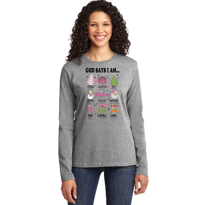 God Says I Am Christmas Bible Verses Christian Religious Ladies Long Sleeve Shirt