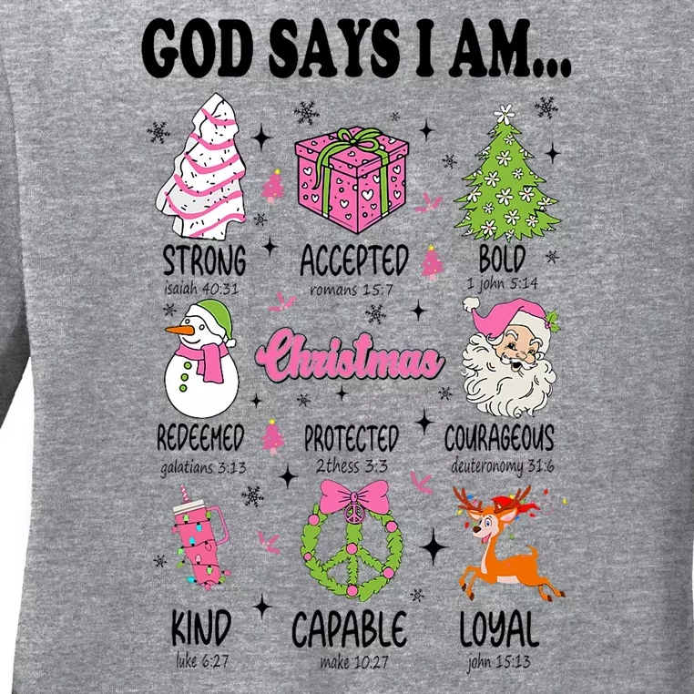 God Says I Am Christmas Bible Verses Christian Religious Ladies Long Sleeve Shirt