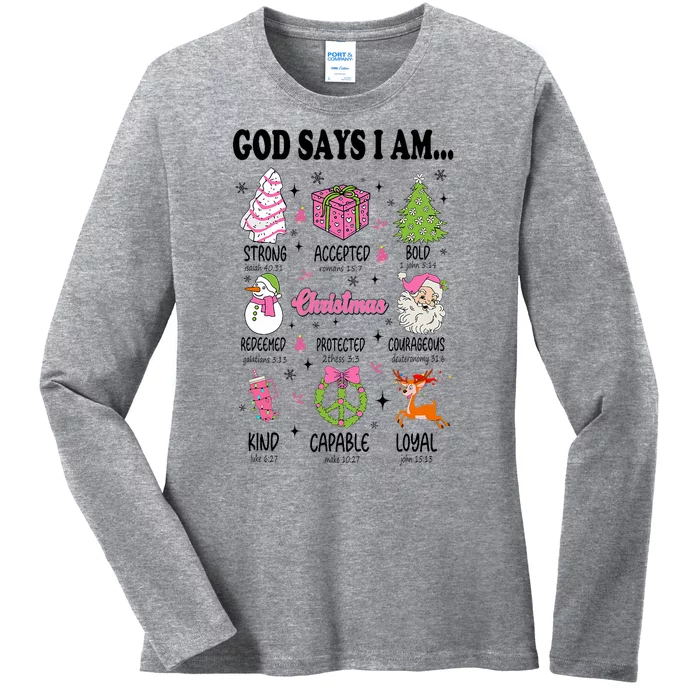 God Says I Am Christmas Bible Verses Christian Religious Ladies Long Sleeve Shirt