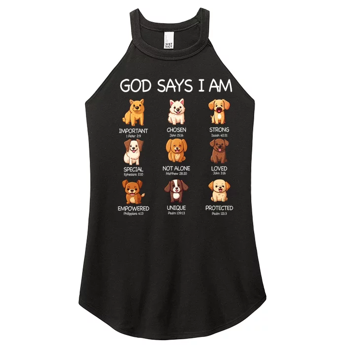 God Says I Am Cute Dogs Bible Verse Christian Women’s Perfect Tri Rocker Tank