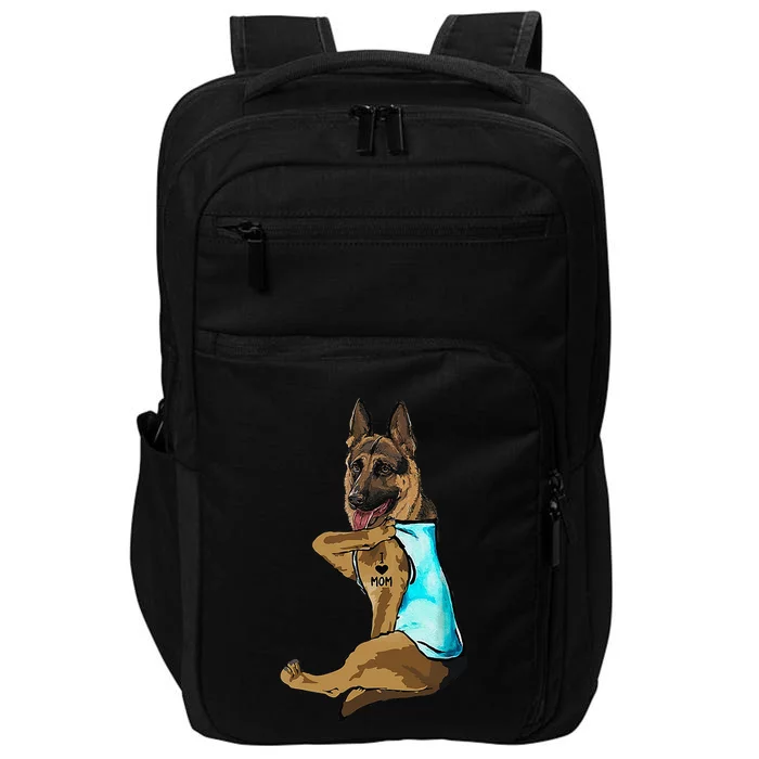 German Shepherd I Love Mom Tattoo Impact Tech Backpack