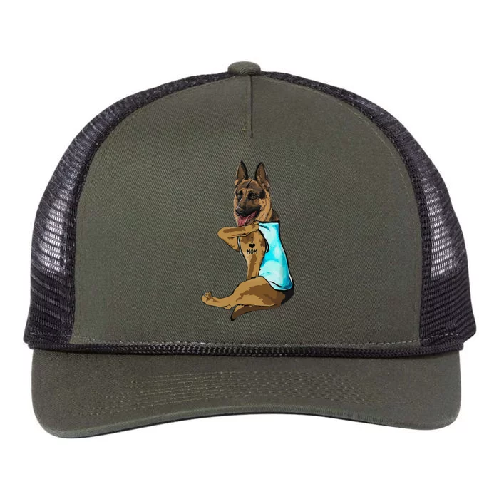 German Shepherd I Love Mom Tattoo Retro Rope Trucker Hat Cap