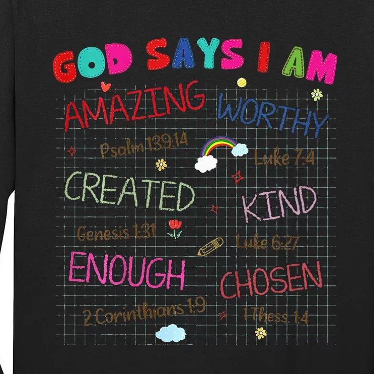 God Says I Am C.R.A.Y.O.N Drawing Bible Christian Tall Long Sleeve T-Shirt