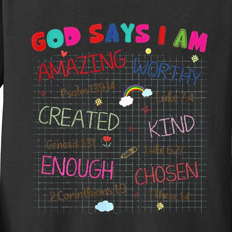 God Says I Am C.R.A.Y.O.N Drawing Bible Christian Kids Long Sleeve Shirt