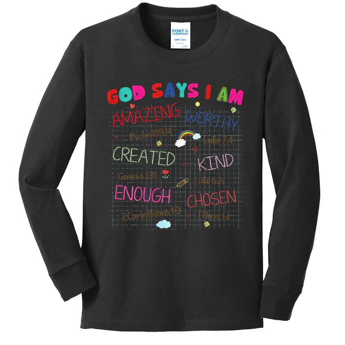 God Says I Am C.R.A.Y.O.N Drawing Bible Christian Kids Long Sleeve Shirt