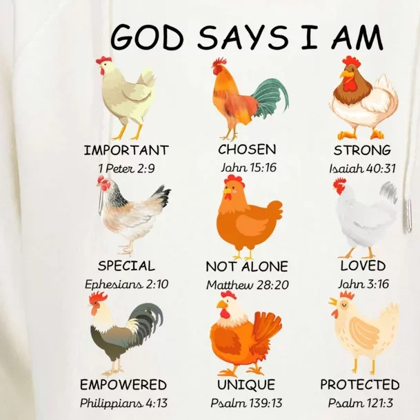 God Says I Am Chicken Christian Bible Funny Farm Chicken Womens Funnel Neck Pullover Hood