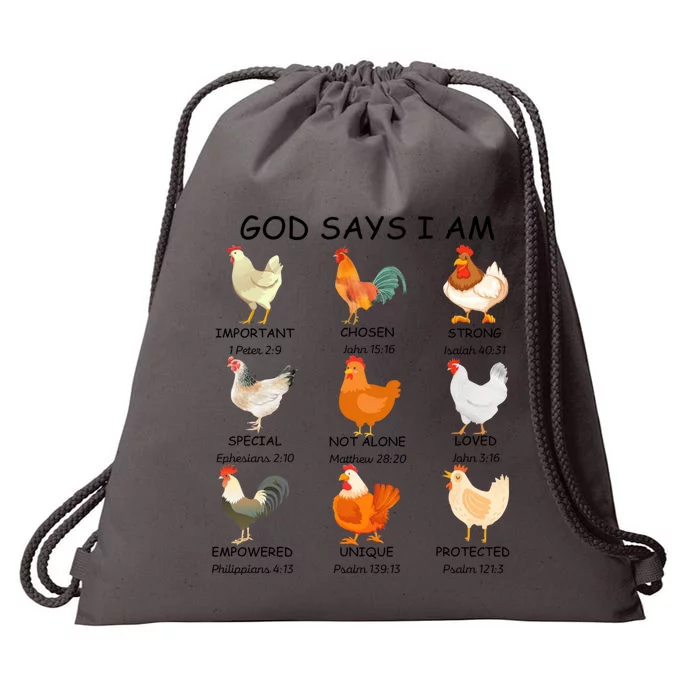 God Says I Am Chicken Christian Bible Funny Farm Chicken Drawstring Bag