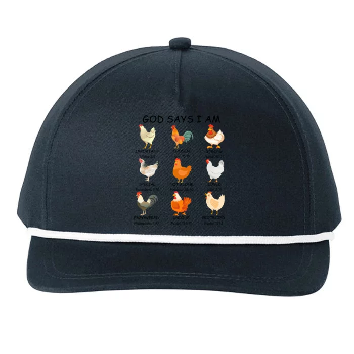 God Says I Am Chicken Christian Bible Funny Farm Chicken Snapback Five-Panel Rope Hat